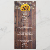 Tournesol Jar String Lights Rustic Mariage Menu (Devant)