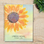 Tournesol jaune<br><div class="desc">Ce planificateur botanique de style champêtre est décoré d'un tournesol jaune sur un arrière - plan d'aquarelle. Facile à personnaliser. Utilisez l'outil de conception pour modifier la taille, le style ou la couleur du texte. En créant notre oeuvre, vous ne trouverez pas cette image exacte d'autres créateurs. Aquarelle originale ©...</div>