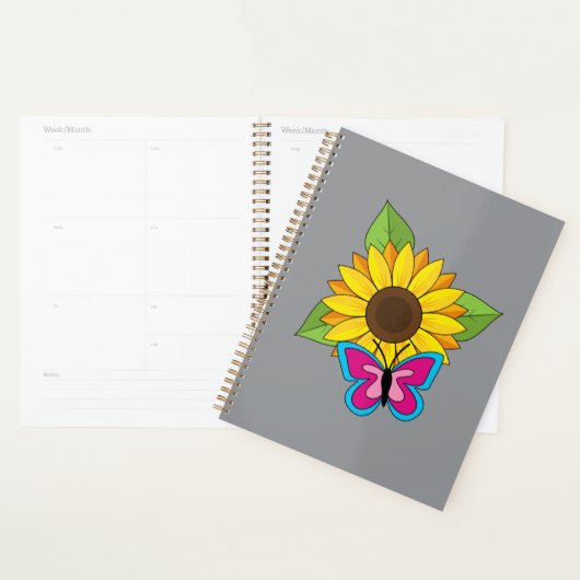 Tournesol jaune et papillon bleu rose (Devant avec enveloppe)