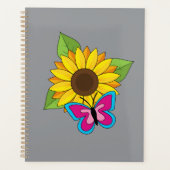 Tournesol jaune et papillon bleu rose (Devant)