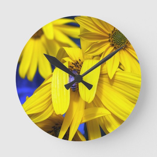 Tournesol jaune, horloge murale d'abeille bleue (Recto)