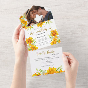 Tournesol Jaune Invitation tout en un mariage