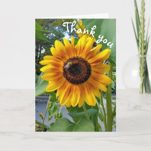 Tournesol jaune joyeux avec Carte de remerciements (Devant)