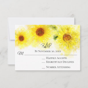 *~* Tournesol Jaune Mariage rustique RSVP