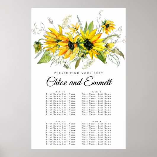 Tournesol Jaune moderne, tableau de sièges à 4 tab (Devant)