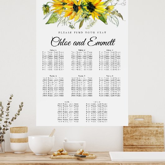 Tournesol Jaune Moderne Tableau de sièges à 8 tabl (Cuisine)