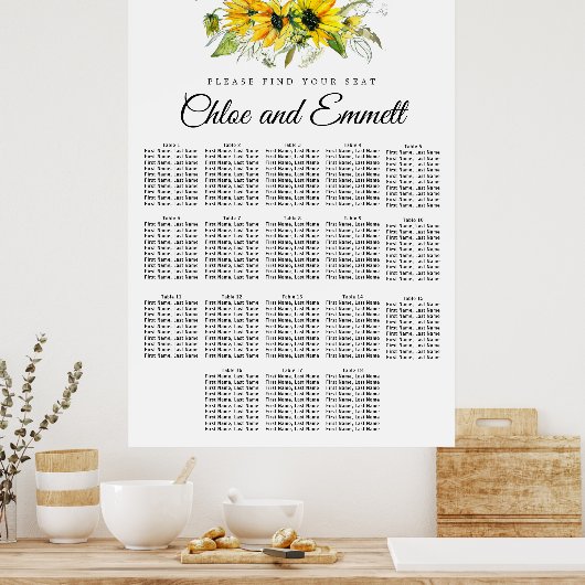 Tournesol jaune moderne Tableau de sièges de 18 ta (Cuisine)