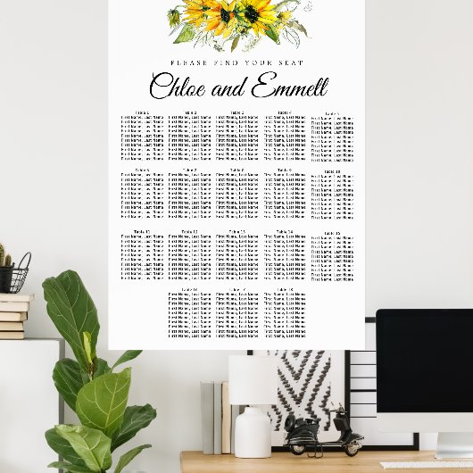 Tournesol jaune moderne Tableau de sièges de 18 ta (Bureau à domicile)