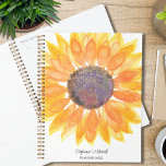 Tournesol jaune personnalisé<br><div class="desc">Cette bannière fleurie est décorée d'un tournesol jaune aquarelle. Facilement personnalisable avec votre nom et votre année. Aquarelle originale © Michele Davies.</div>