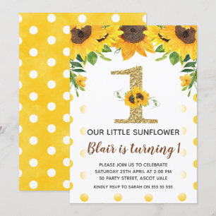 Tournesol jaune Premier anniversaire Invitation fi