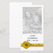 Tournesol Jaune Stripe Juste Marié Carte photo (Devant / Derrière)