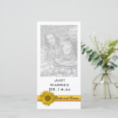 Tournesol Jaune Stripe Juste Marié Carte photo (Debout devant)