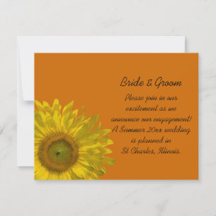 Tournesol jaune sur Faire-part Fiançailles orange