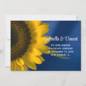 Tournesol jaune sur le Faire-part de mariage bleu (Devant)