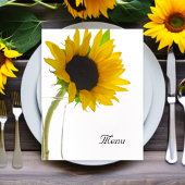 Tournesol jaune sur le menu Mariage blanc