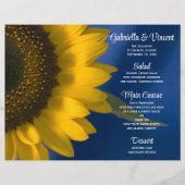 Tournesol jaune sur le menu Mariage bleu (Devant)