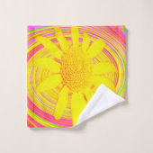 Tournesol jaune sur un tourbillon psychédélique (Gant de toilette)