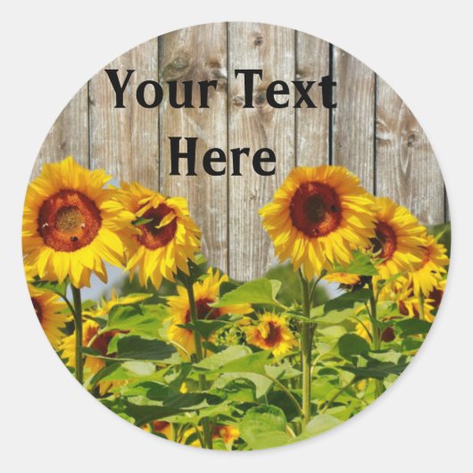 Tournesol Jaune Votre Sticker Rond Texte, Glossy (Devant)