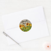 Tournesol Jaune Votre Sticker Rond Texte, Glossy (Enveloppe)