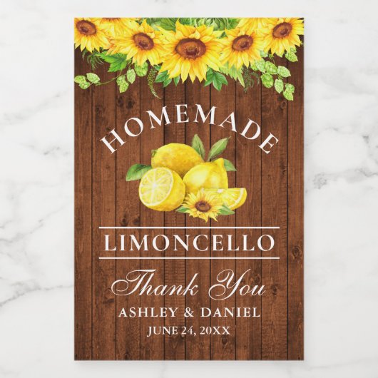 Tournesol Limoncello Bois Mini Étiquettes bouteill (Étiquettes simples)