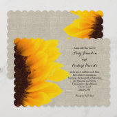 Tournesol Linen Russe Faire-part de mariage (Devant / Derrière)