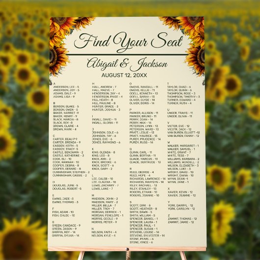 Tournesol Mariage Forêt Carte de siège vert