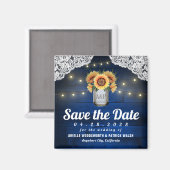 Tournesol Mason Jar Magnet Réservez la date (Recto/Verso)