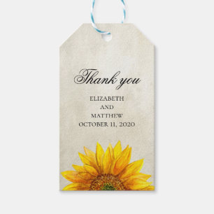 Tournesol. Merci rustique. Étiquette de cadeau de