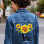 Tournesol Monogramme femme Mariage Attire<br><div class="desc">Élevez votre tenue mariage avec notre "Sunflower Monogram Femme's Mariage Attire Denim Jacket". Cette veste exquise est conçue pour ajouter une touche de personnalisation et de charme à votre journée spéciale. La pièce maîtresse de ce design est un délicat monogramme de tournesol, fait sur mesure pour présenter vos initiales uniques....</div>