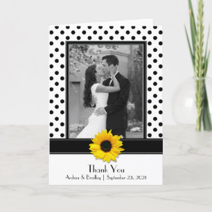 Tournesol noir blanc Polka Mariage Merci