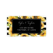 Tournesol Noir Blancs Retourner Adresse Étiquettes (Devant)