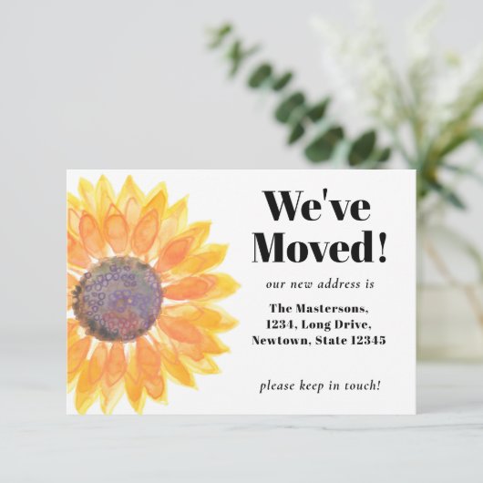 Tournesol Nous avons déménagé Faire-part en mouvem (Debout devant)