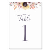 Tournesol. Numéro de table mariage (Dos)