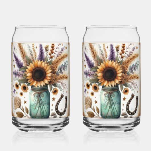 Tournesol Occidental Rustique Mason Jar Can Verre (Verso)