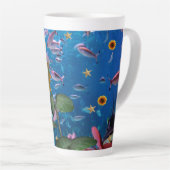Tournesol Océan Poisson Latte Mug (Angle droit)