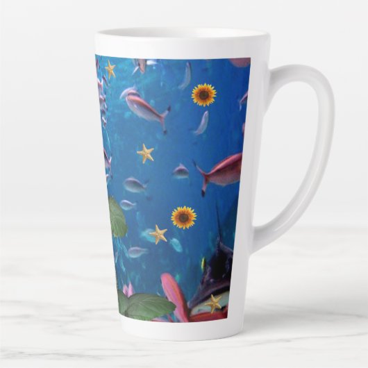 Tournesol Océan Poisson Latte Mug (Droite)