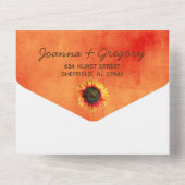 Tournesol orange en un seul Faire-part de mariage (Verso)