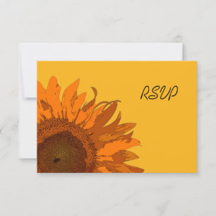 Tournesol orange sur carte RSVP de mariage jaune
