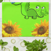 Tournesol Papillon Dinosaure serviette de cuisine (Plié)