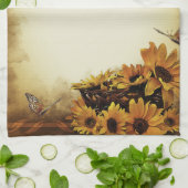 Tournesol & Papillon Jaune Serviette de cuisine Br (Plié)