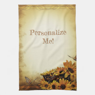 Tournesol & Papillon Jaune Serviette de cuisine Br