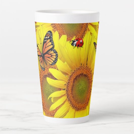 Tournesol Papillon Lady Bug Latte Mug (Devant)
