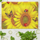 Tournesol Papillon Ladybug Serviette de cuisine (Plié)