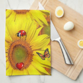 Tournesol Papillon Ladybug Serviette de cuisine (Quart Plié)
