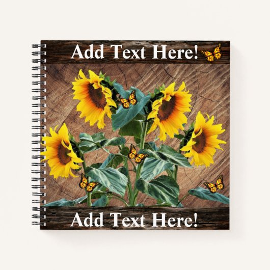 Tournesol Papillons Rustic Barque Carnet (Devant)