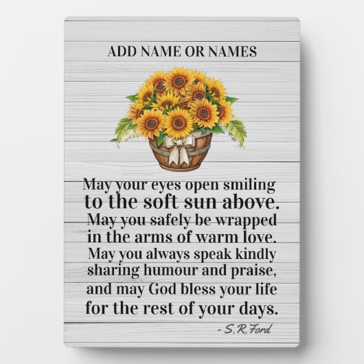 Tournesol Poème original Plaque d'Easel (Devant)