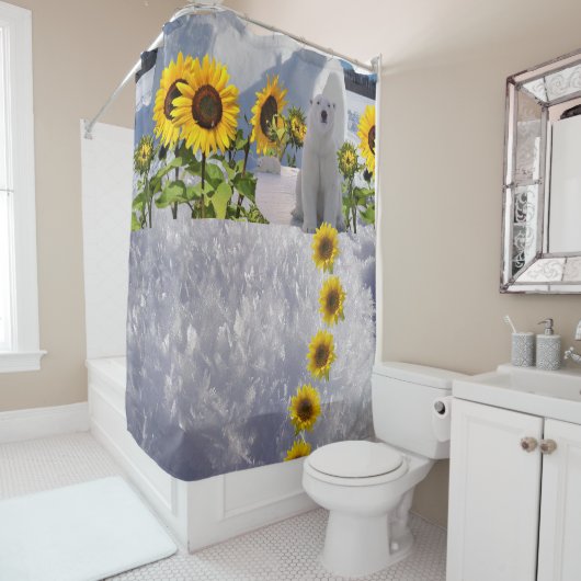 Tournesol Polar Ours Douche rideau (En situation)