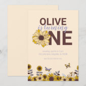 Tournesol Première fête d'anniversaire Invitation (Devant / Derrière)