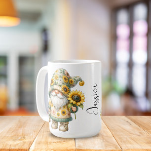 Tournesol printanier Gnome en céramique Mug