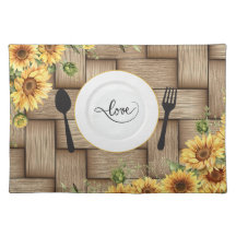 Tournesol Rattan Set de table Coton Table à manger